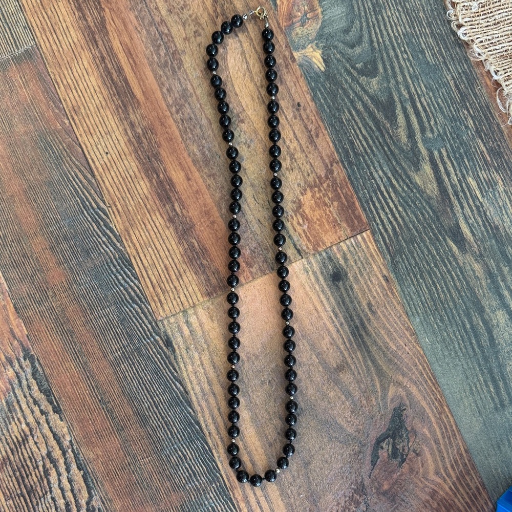 Vintage Black Onyx Beaded Necklace